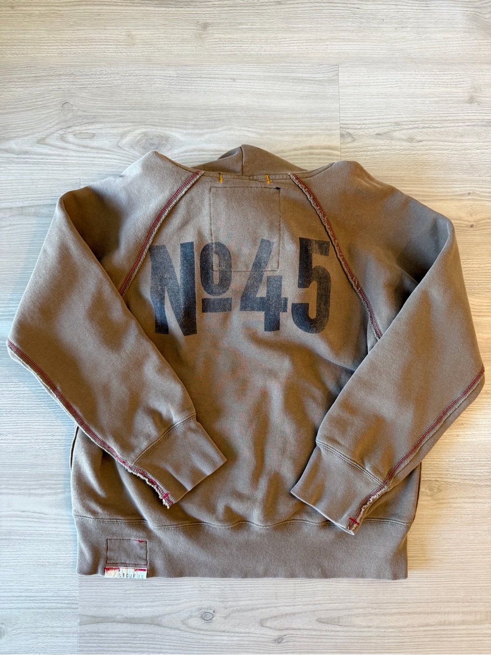 Gap Vintage Y2K No. 45 Distressed Exposed Seam Hoodie Sweatshirt Brown M